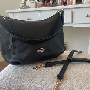 Coach black leather shoulder bag with straps